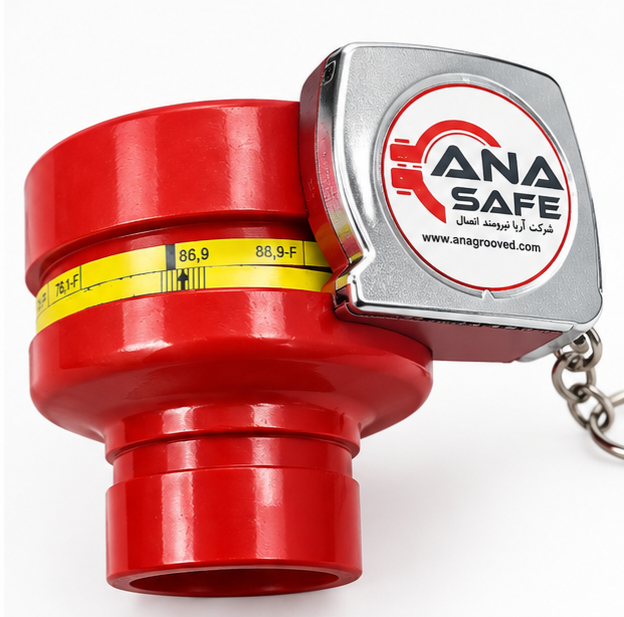 متر گروود ANA SAFE برای اندازه گیری قطر شیار لوله متر اندازه گیری گروود مطابق استاندارد AWWA C606 متر گروود مخصوص کنترل ابعاد شیار لوله متر اندازه گیری اتصالات گروود و شیار لوله متر گروود صنعتی برای سیستم های اطفای حریق Grooved Pipe Measuring Tape ANA SAFE متر کنترل قطر خارجی لوله گروود ابزار اندازه گیری شیار لوله گروود متر بازرسی شیار لوله برای نصب اتصالات گروود متر اندازه گیری لوله شیاردار Grooved Pipe Tape